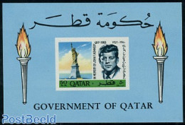 Qatar 1966 J.F. Kennedy S/s Imperforated, Mint NH, History - American Presidents - Art - Sculpture - Escultura