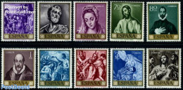Spain 1961 El Greco Paintings 10v, Mint NH, Religion - Religion - Stamp Day - Art - Paintings - Ungebraucht