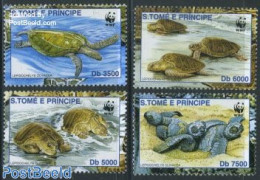Sao Tome/Principe 2001 WWF, Turtles 4v, Mint NH, Nature - Turtles - World Wildlife Fund (WWF) - São Tomé Und Príncipe