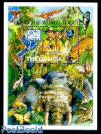 Gambia 1987 World Jamboree S/s, Mint NH, Nature - Sport - Animals (others & Mixed) - Birds - Butterflies - Cat Family .. - Gambia (...-1964)