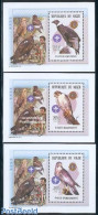 Niger 2002 Scouting, Birds 3 S/s, Mint NH, Nature - Sport - Various - Birds - Birds Of Prey - Scouting - Lions Club - .. - Rotary, Lions Club