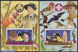 Saint Lucia 1986 Girl Guides 2 S/s, Mint NH, Nature - Sport - Birds - Scouting - St.Lucie (1979-...)