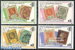 Seychelles 1990 Stamp World London 4v, Mint NH, Stamps On Stamps - Briefmarken Auf Briefmarken