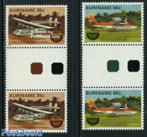 Suriname, Republic 1984 ICAO 2v Gutter Pairs, Mint NH, Transport - Aircraft & Aviation - Airplanes