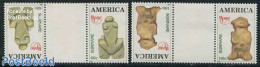 Suriname, Republic 1989 UPAE 2v, Gutter Pairs, Mint NH, History - Archaeology - U.P.A.E. - Arqueología