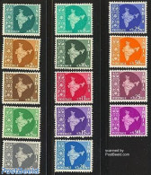 India 1958 Definitives, New WM 14v, Mint NH, Various - Maps - Unused Stamps