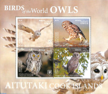 Aitutaki 2019 Owls 4v M/s, Mint NH, Nature - Birds - Owls - Aitutaki