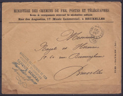 L. En Franchise "Ministère De Chemins De Fer, Postes Et Télégraphes" Càd BRUXELLES 5/24 NOV 1898 Pour E/V - Other & Unclassified