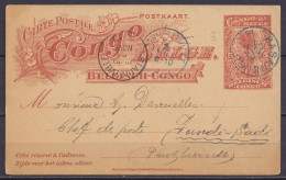 Congo Belge - EP CP 5c Càd Bleu BASANKUSU /24 OCT 1913 Pour FUNDI-SADI Via COQUILHATVILLE & STANLEYVILLE - RR En Service - Enteros Postales