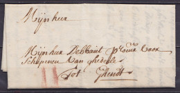 L. Datée 4 Avril 1724 De INGELMUNSTER Pour GHENDT (Gand) - Port "II" à La Craie Rouge - 1714-1794 (Pays-Bas Autrichiens)