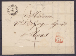 L. Datée 20 Août 1839 De FONTAINE L'EVEQUE - T18 "FONTAINE L'EVEQUE /20 VIII" Pour MONS - [CA] (Correspondance D'arrondi - 1830-1849 (Belgio Indipendente)