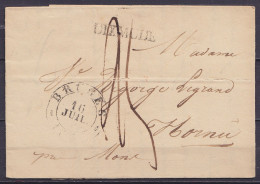 L. Datée 15 Juillet 1833 De Dixmude Càd BRUGES /16 JUIL 1833 Pour HORNU Par Mons - Griffe "DIXMUDE" (au Dos: Càd Arrivée - 1830-1849 (Unabhängiges Belgien)