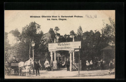 AK Glienicke, Gasthaus Hermann Glagow, Pferdekutsche  - Glienicke