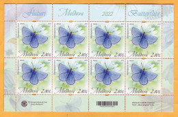 2022  Moldova Moldavie Sheet  „Butterflies”  Glaucopsyche Alexis. Nominal Value Of Stamp: 2,80 L Mint - Vlinders