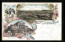 Lithographie Bad Langenschwalbach, Kursaal Äusseres, Teilansicht Von Der Platte  - Langen