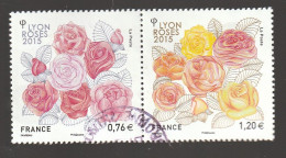 LYON ROSES 2015 YT 4957 + 4958 EN PAIRE OBLITERE - Gebraucht