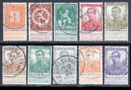 Belgique 1912 Yvert 108 / 117 (o) B Oblitere(s) - 1912 Pellens