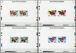 North Korea 2012. Butterflies (MNH OG. Imperforated) Set Of 4 Proofs - Korea (Nord-)