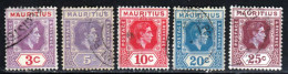 Maurice 1938 Yvert 202 - 204 - 205 - 207 -  208 (o) B Oblitere(s) - Maurice (...-1967)