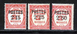 Monaco 1937 Yvert 151 / 153 * B Charniere(s) - Unused Stamps