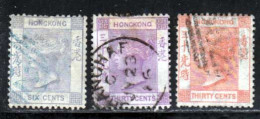 Hong Kong 1863 Yvert 10 - 16 - 17 (o) B Oblitere(s) - Gebraucht