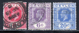 Ceylan 1921 Yvert 207 - 208 - 214 (o) B Oblitere(s) - Ceilán (...-1947)