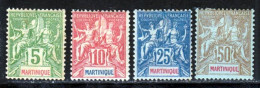 Martinique 1899 Yvert 44 - 45 - 47 - 49 * B Charniere(s) - Ungebraucht