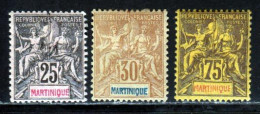 Martinique 1892 Yvert 38 - 39 - 42 * TB Charniere(s) - Neufs