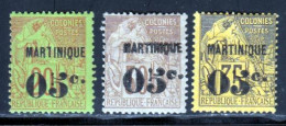 Martinique 1888 Yvert 11 / 13 * TB Charniere(s) - Unused Stamps