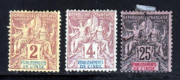 Inde 1892 Yvert 2 - 3 - 8 (*) TB Neuf Sans Gomme - Nuovi