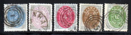 Danemark 1870 Yvert 16 / 20 (o) B Oblitere(s) - Used Stamps