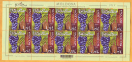 2021 Moldova Moldavie Sheet 1.75 ”Viticulture.” Joint Issue Republic Of Moldova-Romania.Wine, Grapes, Nature  Mint - Emissions Communes