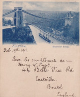 F20- BRISTOL - CLIFTON - SUSPENSION BRIGE - OBLITERATION DE 1901 - ( 2 SCANS ) - Bristol