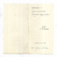 57 - Menu Pour Un Mariage  Célébré à KNUTANGE ( Moselle  ) Le 9 Avril 1947 - Menus