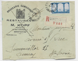 ALGERIE 1FR50 LETTRE ENTETE BRASSERIE GAMBRINUS RESTAURANT M KOPF CONSTANTINE 17.2.1930 POUR ANNECY - Storia Postale