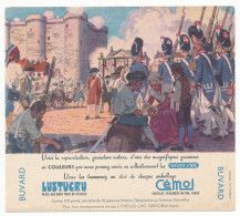Buvard 17.3 X 15.4 Chocolat CEMOI Pâtes LUSTUCRU La Révolution  La Prise De La Bastille En 1789 "Buvard" écrit En Bleu - Chocolat