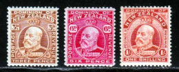 Nouvelle-Zelande 1909 Yvert 138 - 141 - 143 ** TB - Neufs