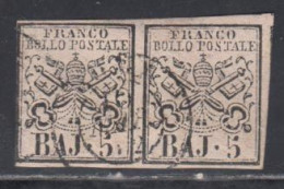 Etats Pontificaux 1852 Yvert 6 (o) B Oblitere(s) Paire - Papal States