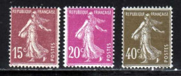 France 1924 Yvert 189 - 190 - 193 ** TB - Neufs