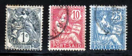 Port-Said 1902 Yvert 20 - 25 - 28 (o) B Oblitere(s) - Used Stamps