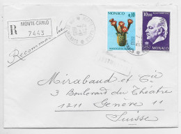 MONACO 10FR +10C LETTRE COVER REC MONTE CAERLO 7.10.1980 POUR SUISSE - Lettres & Documents