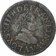 France, Louis XIII, Double Tournois, 1611, Paris, Cuivre, TB+, Gadoury:5 - 1610-1643 Luigi XIII Il Giusto