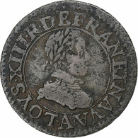France, Louis XIII, Double Tournois, 1611, Paris, Cuivre, TB+, Gadoury:5 - 1610-1643 Luis XIII El Justo