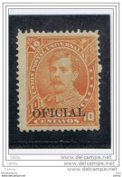 COSTARICA:  1887  SERVIZIO  SOPRASTAMPATO  -  10 C. GIALLO  ARANCIO  S.G. -  YV/TELL. 9 - Costa Rica