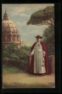 AK Papst Pius XI. Vor Der Kirche  - Popes