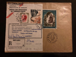 LR TP ST VINCENT DE PAUL 3,00 + UNESCO 0,50 + RAINIER III 0,40 OBL.6-9 1971 MONTE-CARLO Pour ALGERIE + REEXPEDITION FRAN - Brieven En Documenten