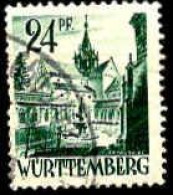 Allemagne ZOF Württemberg Poste Obl Yv:19 Mi:22 Kloster Bebenhausen (Dents Courtes) - Württemberg