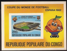 CONGO Republic 1982 - ESPANA ‘82 World Cup Football, Stadium (Thick Card) IMPERF Miniature Sheet MNH - 1982 – Espagne