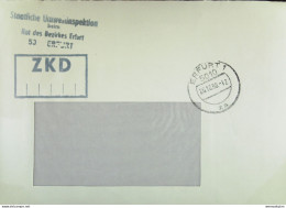 Brief Mit ZKD-Stempel Abs.: Staatliche Umweltinspektion Beim Rat Des Bezirkes Erfurt Vom 20.1.88 Auf Fensterumschlag - Central Mail Service