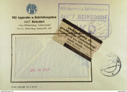 DDR: Brf Mit ZKD-Kasten-Stpl. Und Braunen Aufkleber "Aushändigung Als Gewöhnliche Postsendung" Aus Reinsdorf Vom 19.3.66 - Centrale Postdienst